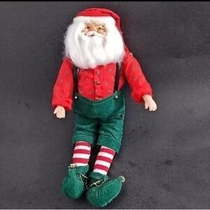 Vintage Santa Claus SHELF SITTER Bendable POSABLE Arms and Legs Plastic Hands